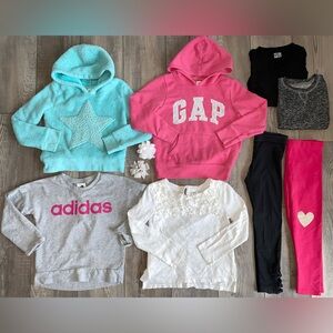 GAP Kids Pink Gray Pullover Hoodie Long Sleeve Leggings Girl’s Size 6 Bundle Lot